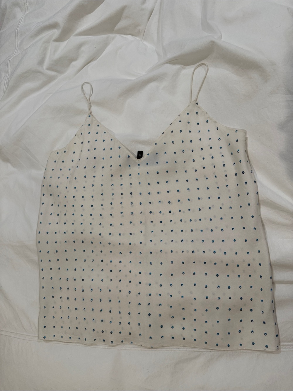 Theory Silk White Polka Dot Cami Tank Top